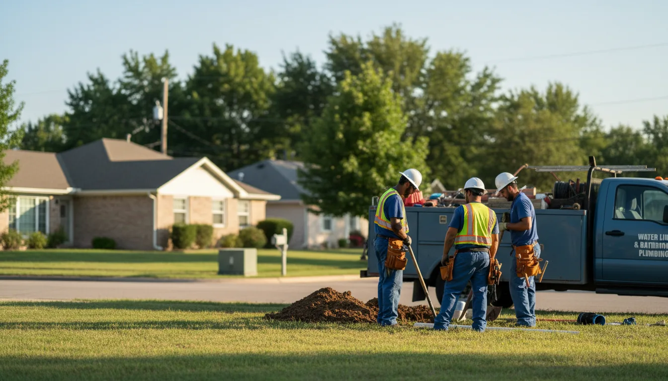 Residential water line and bathroom plumbing service in Leona, TX